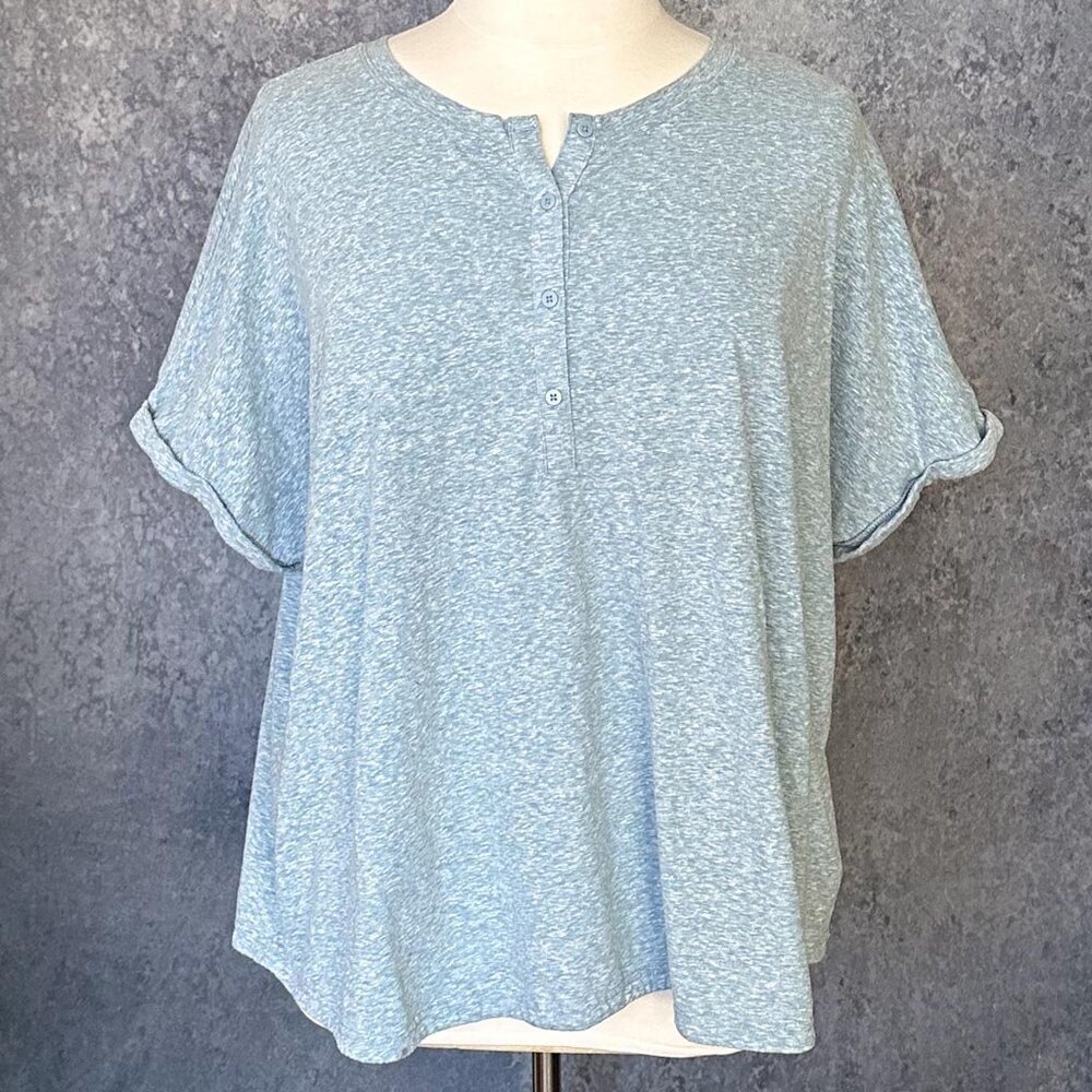 Duluth Trading Co. Short-Sleeve Henley, Pale Blue, 3X